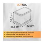 ALMITAL Cassone Dolap Içi Teleskopik Raylı Paslanmaz Krom Çöp Kovası 24 Litre, Minimum Kapak Genişliği 40 Cm - Görsel 5