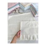 Sarra Etamin ve Kanaviçe Işlemelik Havlu - Krem - Analı Kızlı - Görsel 3