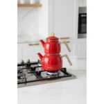 Bambum Sultan - Bambu Kulplu Çaydanlık Takımı Kırmızı