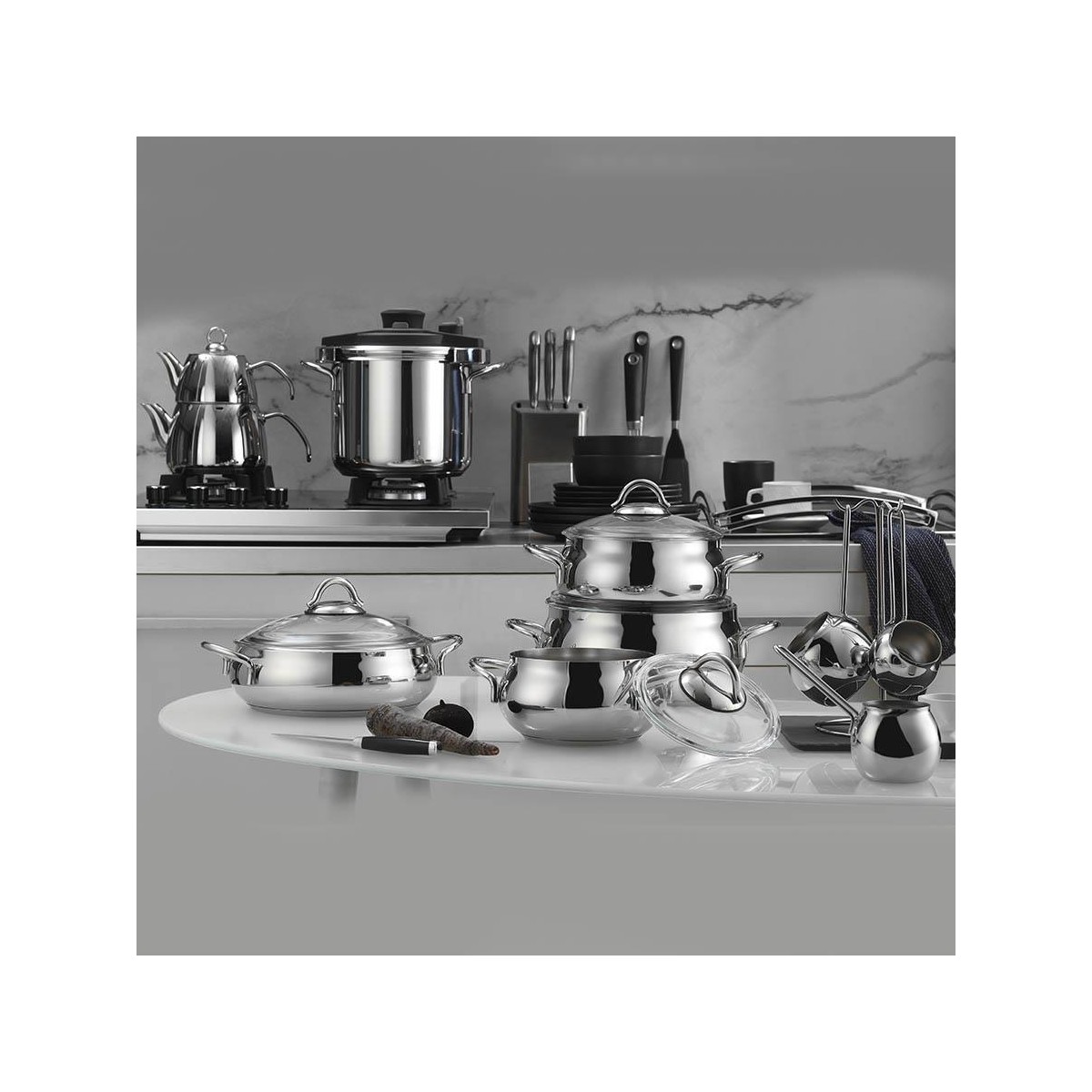 110001249326176.jpg Kütahya Porselen Efes 18 Parça Çelik Çeyiz Seti - Görsel 1