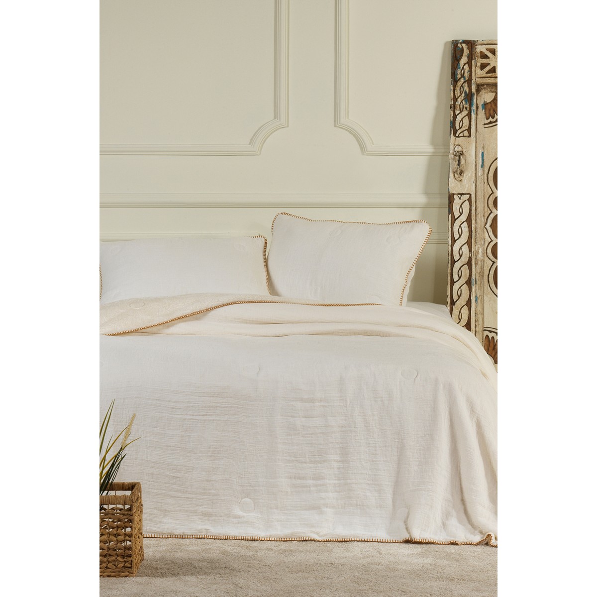 110001249407453.jpg Elart Palermo Comfort Uyku Seti Tek Kişilik 2 Parça (160X220 Cm) Krem - Görsel 1