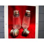 TT Ingiliz Gümüş Kapaklı Kristal Tuzluklar - 9,5 cm Boylarında - Görsel 5