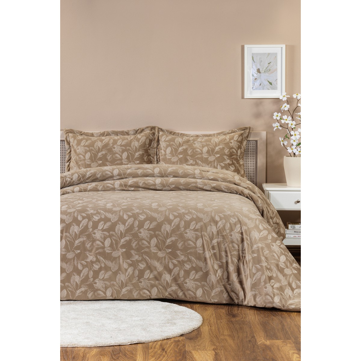 110001250197206.jpg Elart Stella Comfort Uyku Seti Yatak Örtüsü Çift Kişilik 3 Parça (220X240 Cm) Bej - Görsel 1