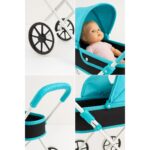 AyrStore Büyük Tekerlekli Tenteli Katlanabilir Metal Oyuncak Bebek Puseti Premium Lüx Mavi - Görsel 2