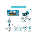 AyrStore Büyük Tekerlekli Tenteli Katlanabilir Metal Oyuncak Bebek Puseti Premium Lüx Mavi - Görsel 3
