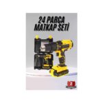 365Dükkan Profesyonel Çift Bataryalı Akülü Vidalama Şarjlı Matkap 24 Parça - Görsel 2