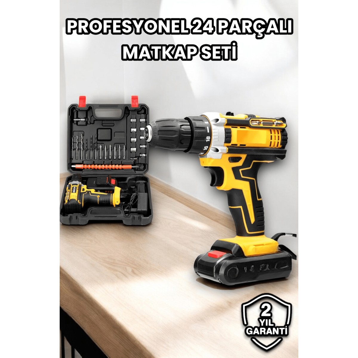 110001258747199.jpg 365Dükkan Metal Dişli 24W Akülü Matkap -Çift Bataryalı ve LED Çalışma Işığı ile Tam Set - Görsel 1