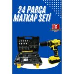 Denisam Metal Şanzıman Çift Akülü Bakır Sargı 24 Parça LED Aydınlatmalı Matkap Seti