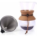 Linan Ware Chemex Filtre Kahve Demleme, Çelik Filtre Aparatlı, Isıya Dayanıklı Borosilikat Cam  600 ml - Görsel 2