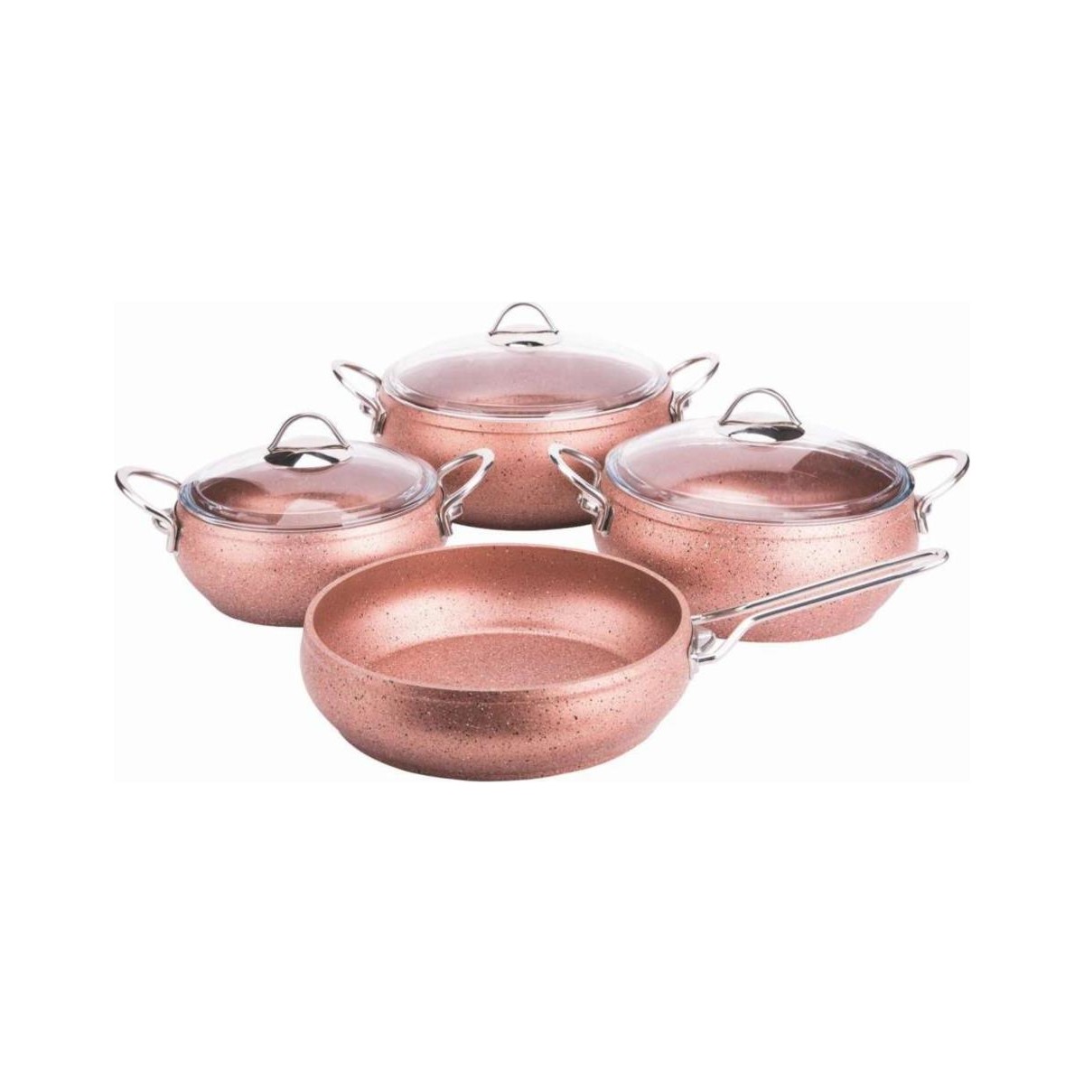 11050484334642.jpg Özkent Rose Gold 7 Parça Granit Güveç Set Metal Sap K-541 - Görsel 1
