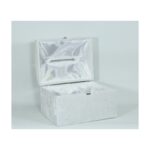 Prenses Zarf Takı Sandığı Ekru Büyük Boy Kadife ve Saten Kaplama 30x38x26 cm Şık Tasarım