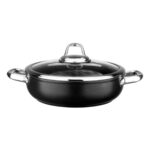 Leggno Master Serisi Titanium Çelik Kulplu Sığ Tencere Siyah 26 cm