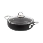 Nehir Titanium Siyah Basık Tencere 22 cm.