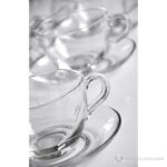 Paşabahçe Basic Fincan Takımı 12 Parça 240 ml Hacimli Şeffaf Cam Kulplu 6 Fincan ve Tabak - Görsel 2