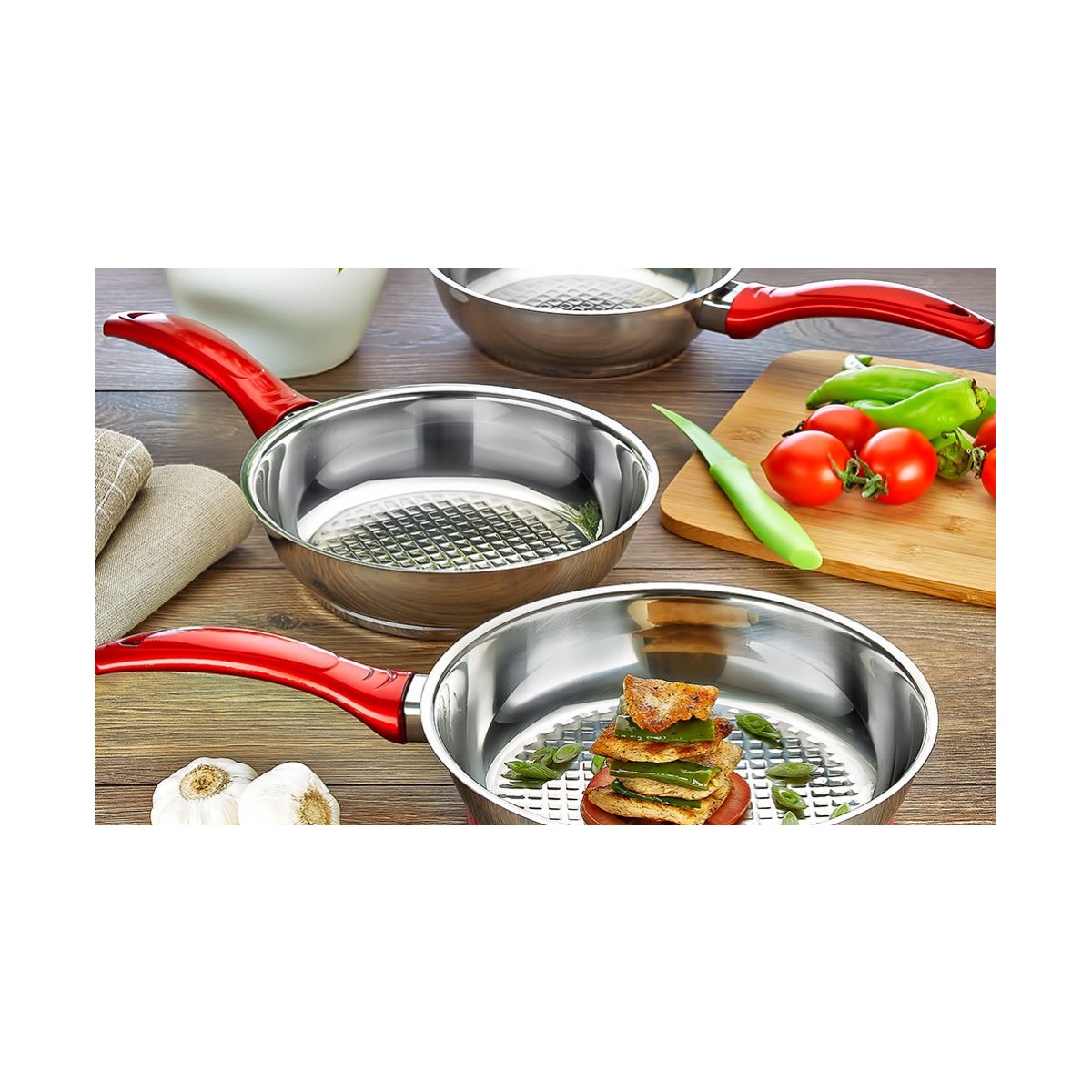 9592214650930.jpg Gülsan Çelik Düz Tava Seti 16 cm Gümüş Renk 3 Parça Mutfak Kullanımına Uygun - Görsel 1